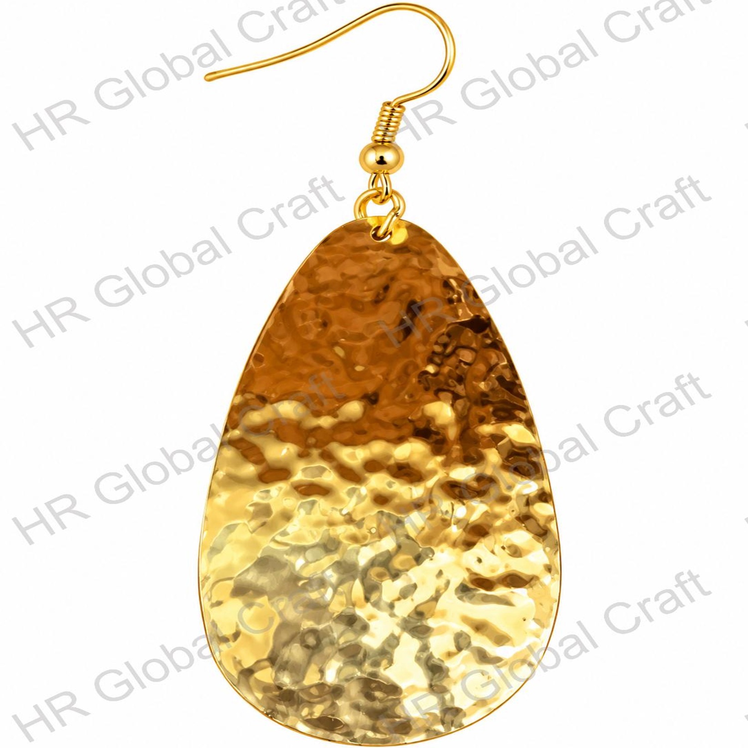 Hammered Gold Teardrop Earring Brass Earrings - Image 1