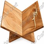 Wooden Qur’an Stand with Brass Inlay Calligraphy